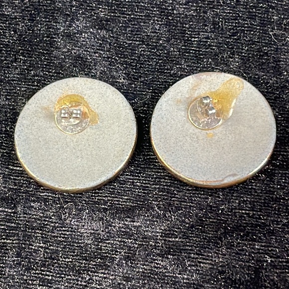 Vintage round porcelain earrings - Picture 2 of 3